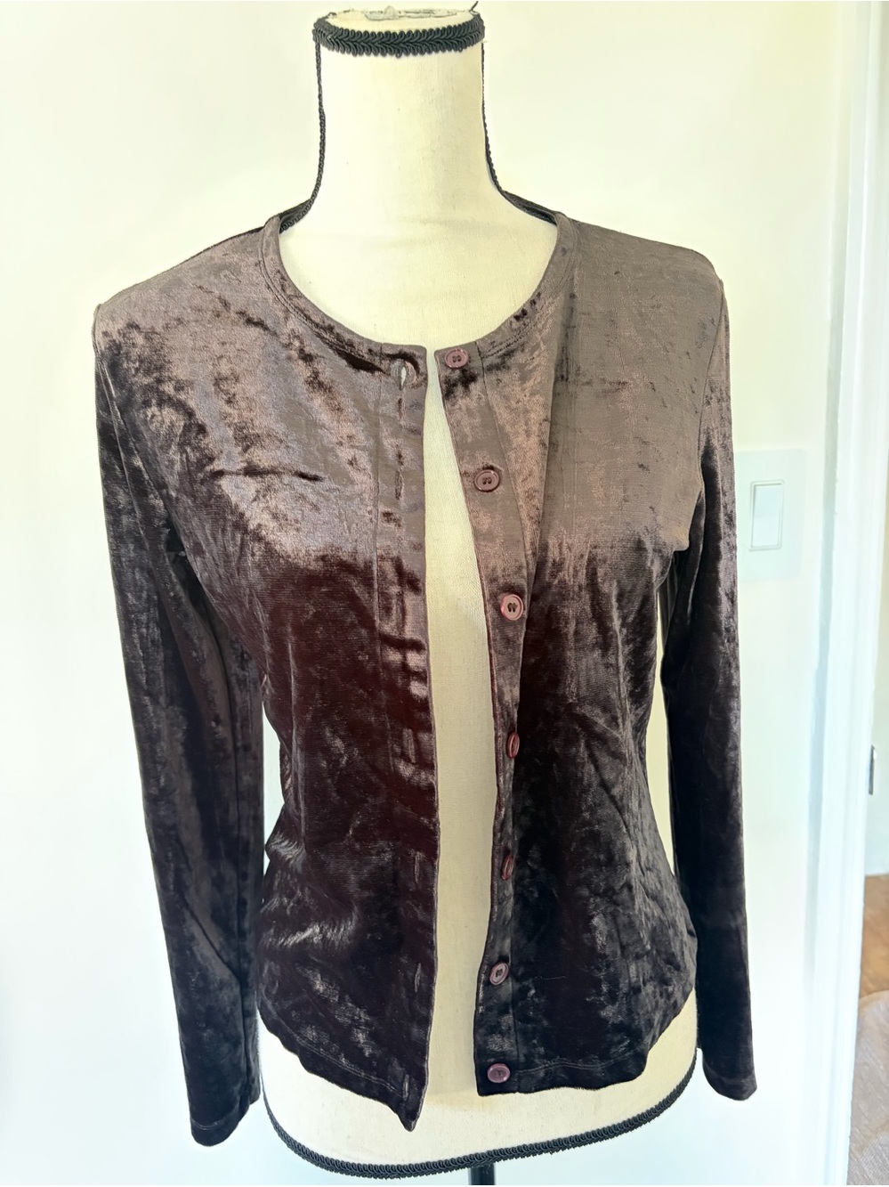 Tahari Crushed Velvet Cardigan Vintage Medium